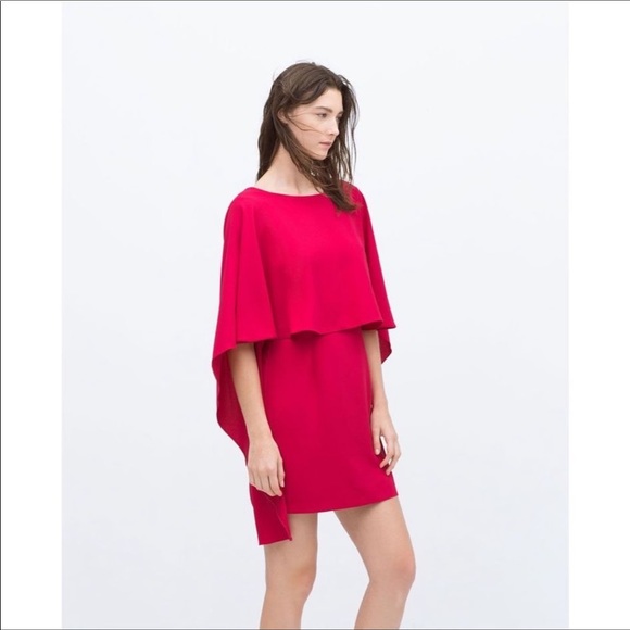Zara coral/red flowy dress - Picture 1 of 5